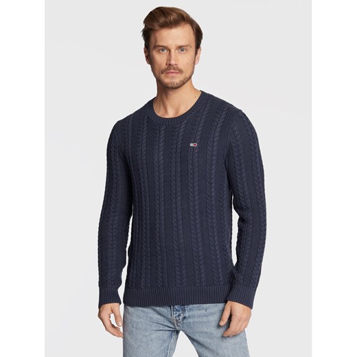 Tommy Jeans Sweter Cable DM0DM15059 Granatowy Regular Fit ze sklepu MODIVO w kategorii Swetry męskie - zdjęcie 182649447