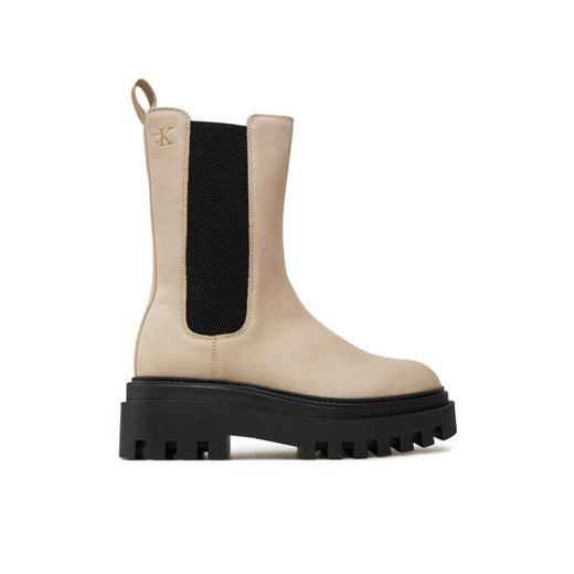 Calvin Klein Jeans Sztyblety Flatform Chelsea Boot Mg Nb YW0YW01684 Beżowy ze sklepu MODIVO w kategorii Botki - zdjęcie 182649526