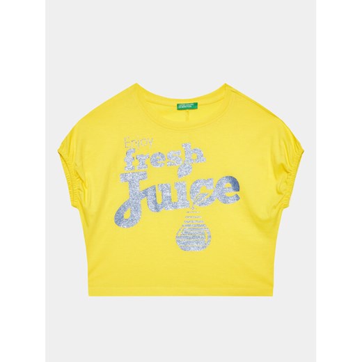 United Colors Of Benetton T-Shirt 3096C10BT Żółty Regular Fit ze sklepu MODIVO w kategorii Bluzki dziewczęce - zdjęcie 182649698