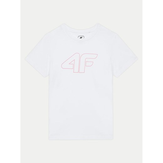 4F T-Shirt 4FJWMM00TTSHF1803 Biały Regular Fit ze sklepu MODIVO w kategorii Bluzki dziewczęce - zdjęcie 182649749