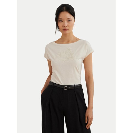 LAUREN RALPH LAUREN T-Shirt 200963933001 Écru Relaxed Fit ze sklepu MODIVO w kategorii Bluzki damskie - zdjęcie 182649808