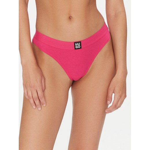 HUGO Stringi Thong Rib 50496809 Różowy ze sklepu MODIVO w kategorii Majtki damskie - zdjęcie 182649826