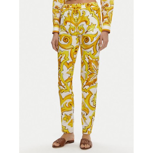 Dolce&Gabbana Spodnie materiałowe FTC4PT HH5EA Żółty Regular Fit ze sklepu MODIVO w kategorii Spodnie damskie - zdjęcie 182650107