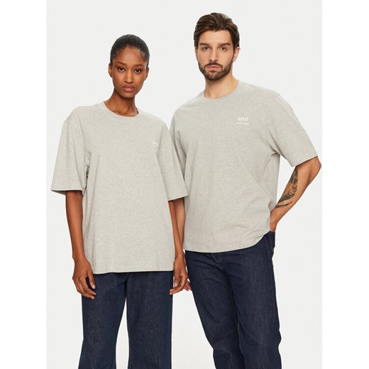 AMI PARIS T-Shirt UTS024.726 0951 Szary Regular Fit ze sklepu MODIVO w kategorii Bluzki damskie - zdjęcie 182650229