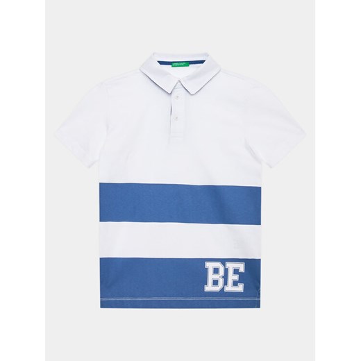 United Colors Of Benetton Polo 3BL0C300W Biały Regular Fit ze sklepu MODIVO w kategorii T-shirty chłopięce - zdjęcie 182650285