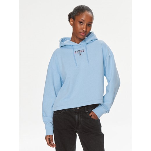 Tommy Jeans Bluza Essential Logo DW0DW17797 Błękitny Relaxed Fit ze sklepu MODIVO w kategorii Bluzy damskie - zdjęcie 182650666