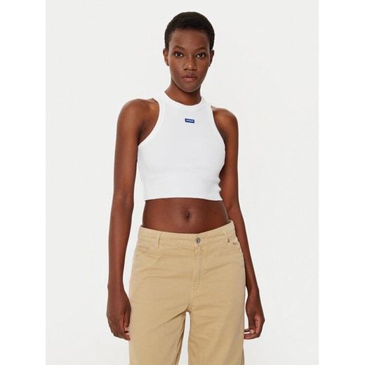 HUGO Top Baby 50511450 Biały Slim Fit ze sklepu MODIVO w kategorii Bluzki damskie - zdjęcie 182650775
