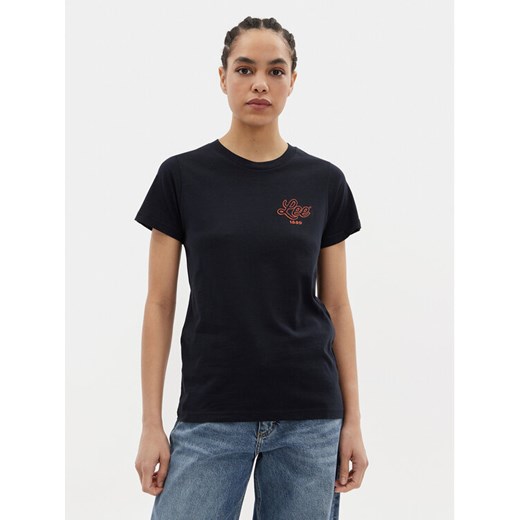 Lee T-Shirt Small Logo 112350198 Czarny Regular Fit ze sklepu MODIVO w kategorii Bluzki damskie - zdjęcie 182650966