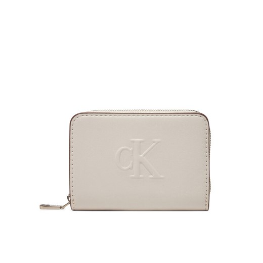 Calvin Klein Jeans Portfel damski Sculpted Med Zip Around Wallet LV04K1004G Écru ze sklepu MODIVO w kategorii Portfele damskie - zdjęcie 182651236