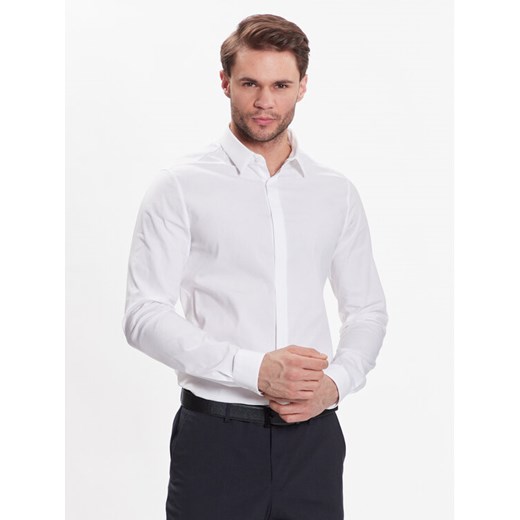 Calvin Klein Koszula Hidden K10K109891 Biały Extra Slim Fit ze sklepu MODIVO w kategorii Koszule męskie - zdjęcie 182651295