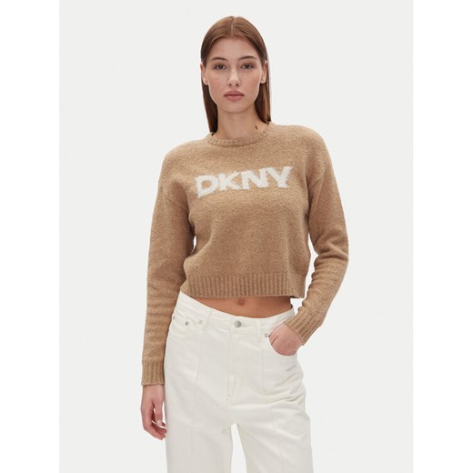 DKNY Sweter DJ4R0424 Beżowy Regular Fit ze sklepu MODIVO w kategorii Swetry damskie - zdjęcie 182651485