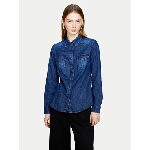 Sisley Koszula jeansowa 5TKL5QF66 Granatowy Regular Fit ze sklepu MODIVO w kategorii Koszule damskie - zdjęcie 182651539