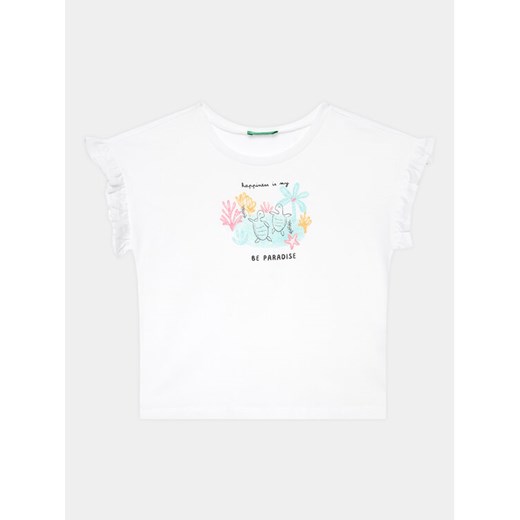 United Colors Of Benetton T-Shirt 3096G1093 Biały Regular Fit ze sklepu MODIVO w kategorii Bluzki dziewczęce - zdjęcie 182651578
