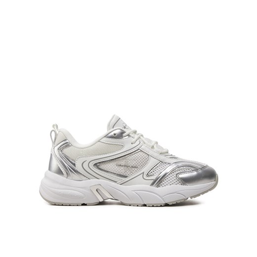 Calvin Klein Jeans Sneakersy Retro Tennis Low Lace Mh Ml Mtl YW0YW01463 Biały ze sklepu MODIVO w kategorii Buty sportowe damskie - zdjęcie 182651599