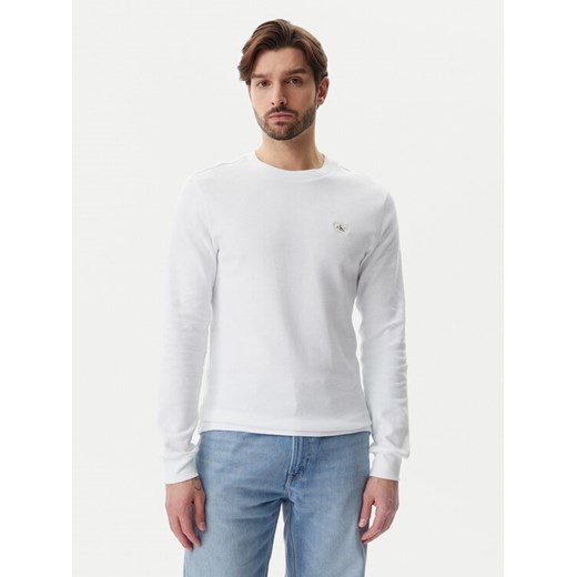 Calvin Klein Jeans Longsleeve J30J327117 Biały Regular Fit ze sklepu MODIVO w kategorii T-shirty męskie - zdjęcie 182651845