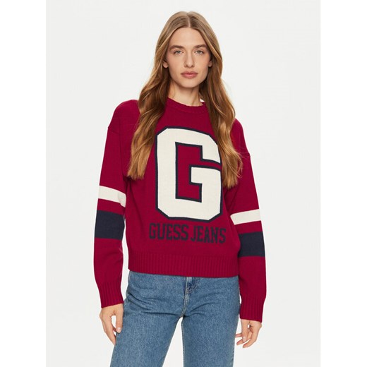 Guess Jeans Sweter W4BR11 Z3HN2 Czerwony Regular Fit ze sklepu MODIVO w kategorii Swetry damskie - zdjęcie 182651866