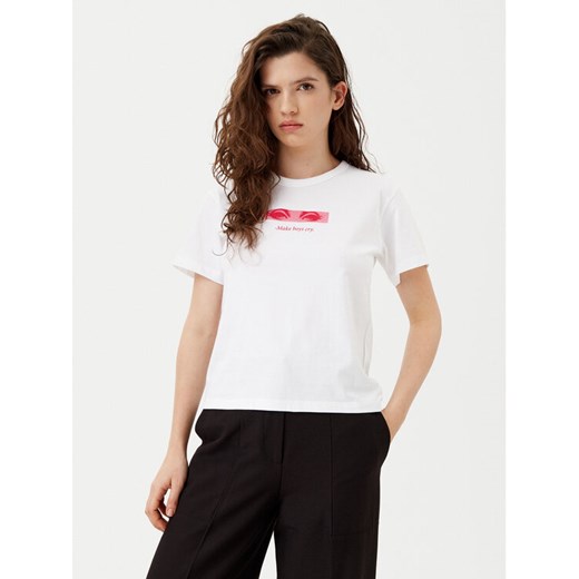 HUGO T-Shirt Destrel_1 50534246 Biały Regular Fit ze sklepu MODIVO w kategorii Bluzki damskie - zdjęcie 182651946
