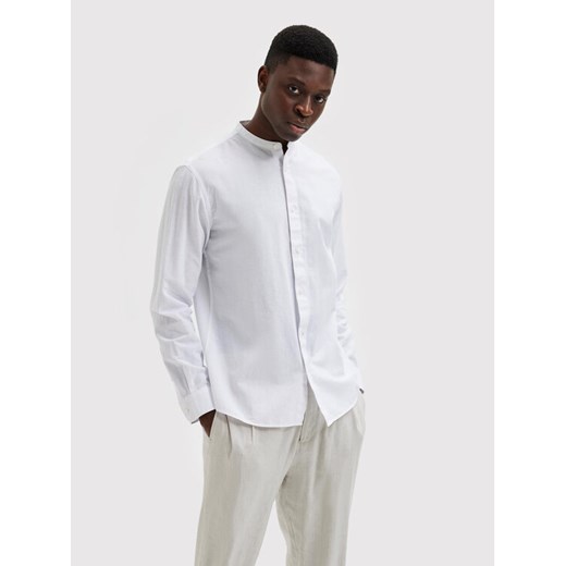 Selected Homme Koszula New Linen 16079054 Biały Regular Fit ze sklepu MODIVO w kategorii Koszule męskie - zdjęcie 182651959