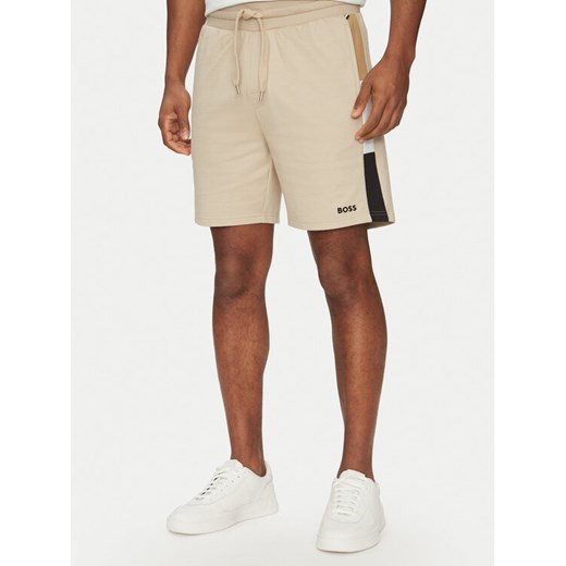BOSS Szorty sportowe Iconic 50540730 Beżowy Regular Fit ze sklepu MODIVO w kategorii Spodenki męskie - zdjęcie 182651988