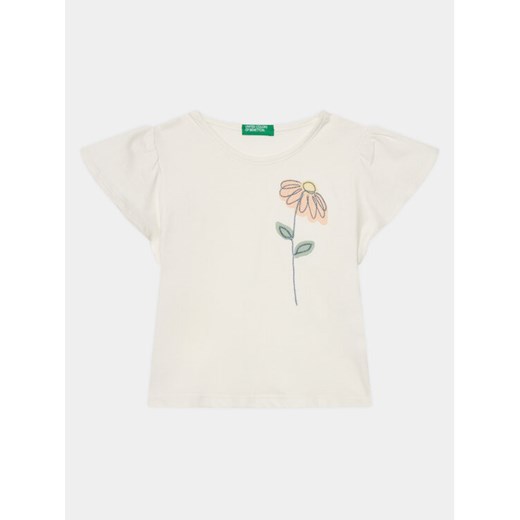 United Colors Of Benetton T-Shirt 3096G10DY Écru Regular Fit ze sklepu MODIVO w kategorii Bluzki dziewczęce - zdjęcie 182652106