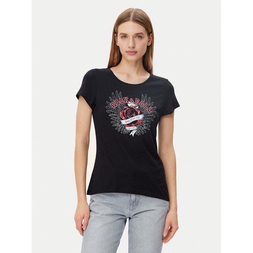 Morgan T-Shirt 251-DREBEL Czarny Regular Fit ze sklepu MODIVO w kategorii Bluzki damskie - zdjęcie 182652136