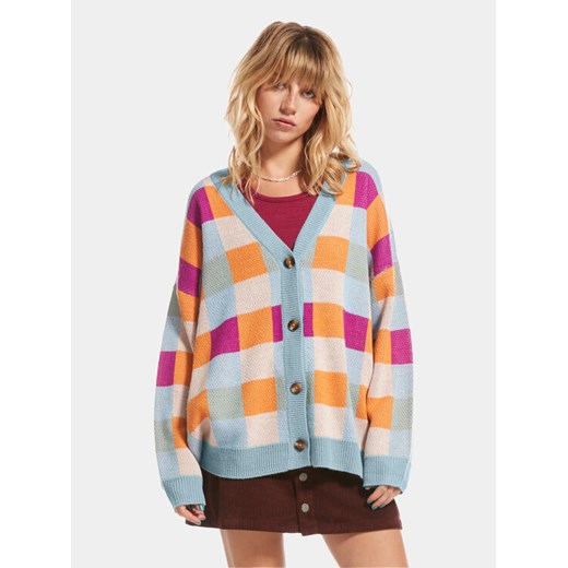Roxy Kardigan Small Slow Chec Swtr ERJSW03578 Niebieski Regular Fit ze sklepu MODIVO w kategorii Swetry damskie - zdjęcie 182652388