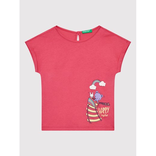 United Colors Of Benetton T-Shirt 3096G102W Różowy Regular Fit ze sklepu MODIVO w kategorii Koszulki niemowlęce - zdjęcie 182652415