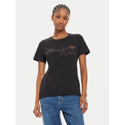 Aeronautica Militare T-Shirt 242TS2354DJ638 Czarny Regular Fit ze sklepu MODIVO w kategorii Bluzki damskie - zdjęcie 182652457
