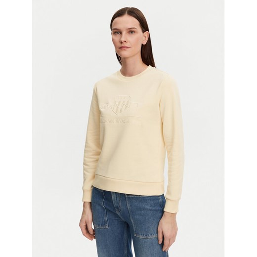 Gant Bluza Tonal Archive Shield 4200663 Beżowy Regular Fit ze sklepu MODIVO w kategorii Bluzy damskie - zdjęcie 182652535