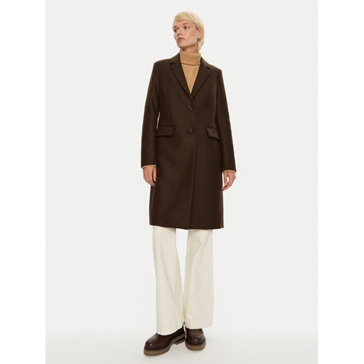 Tommy Hilfiger Płaszcz wełniany WW0WW42738 Brązowy Regular Fit ze sklepu MODIVO w kategorii Płaszcze damskie - zdjęcie 182652625