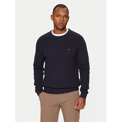 Tommy Hilfiger Sweter MW0MW37400 Granatowy Slim Fit ze sklepu MODIVO w kategorii Swetry męskie - zdjęcie 182652699