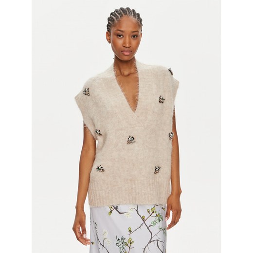 Munthe Sweter Oshali 242162524276 Beżowy Oversize ze sklepu MODIVO w kategorii Swetry damskie - zdjęcie 182652817