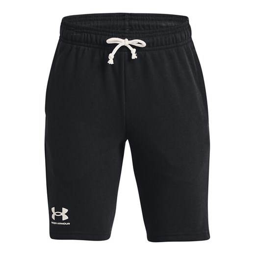 Under Armour Szorty sportowe UA RIVAL TERRY SHORT 1377255 Czarny Regular Fit ze sklepu MODIVO w kategorii Spodenki chłopięce - zdjęcie 182652968