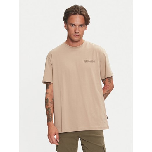 Napapijri T-Shirt Albula NP0A4I34 Beżowy Relaxed Fit ze sklepu MODIVO w kategorii T-shirty męskie - zdjęcie 182653017