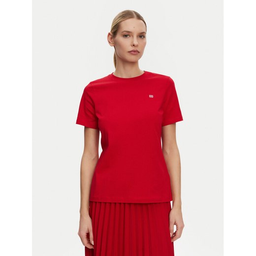 Tommy Hilfiger T-Shirt WW0WW45522 Czerwony Regular Fit ze sklepu MODIVO w kategorii Bluzki damskie - zdjęcie 182653148