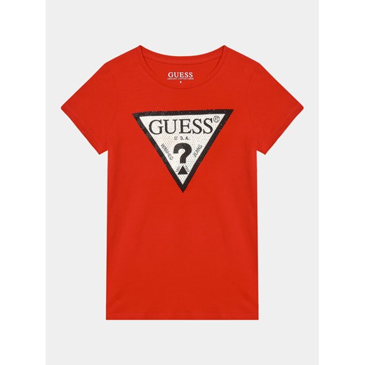 Guess T-Shirt J2YI51 K6YW1 Czerwony Regular Fit ze sklepu MODIVO w kategorii T-shirty chłopięce - zdjęcie 182653159
