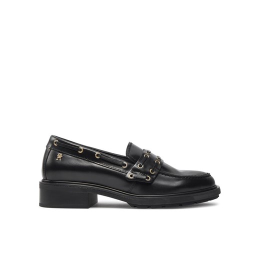 Tommy Hilfiger Loafersy Nautical Eyelets FW0FW08148 Czarny ze sklepu MODIVO w kategorii Lordsy damskie - zdjęcie 182653197