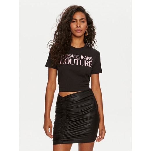 Versace Jeans Couture T-Shirt 76HAHG03 Czarny Regular Fit ze sklepu MODIVO w kategorii Bluzki damskie - zdjęcie 182653266
