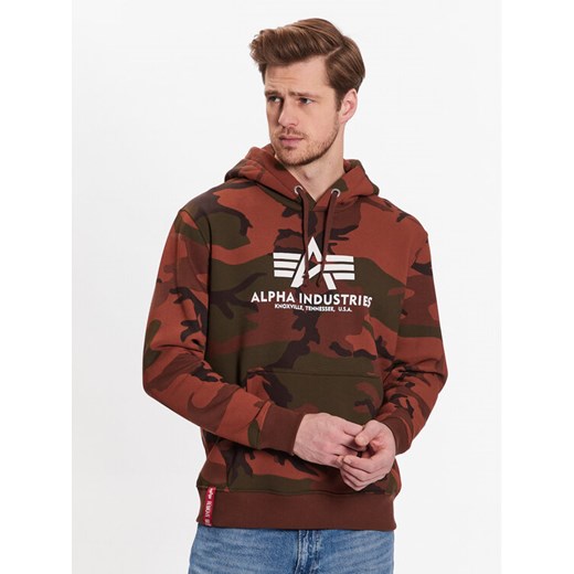 Alpha Industries Bluza Basic 178312C Brązowy Regular Fit ze sklepu MODIVO w kategorii Bluzy męskie - zdjęcie 182653528