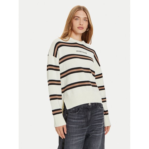 Guess Jeans Sweter W4BR09 Z3HM1 Biały Regular Fit ze sklepu MODIVO w kategorii Swetry damskie - zdjęcie 182653617