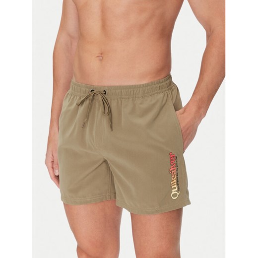 Quiksilver Szorty kąpielowe Spl Fineline Volley 15 EQYJV04141 Khaki Regular Fit ze sklepu MODIVO w kategorii Kąpielówki - zdjęcie 182653666