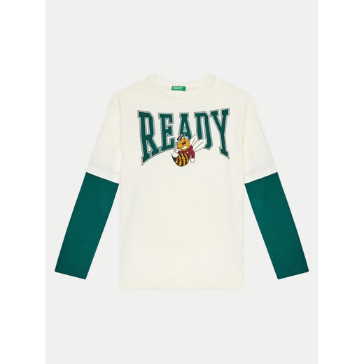 United Colors Of Benetton Bluzka 3I1XC10JG Écru Regular Fit ze sklepu MODIVO w kategorii T-shirty chłopięce - zdjęcie 182654055