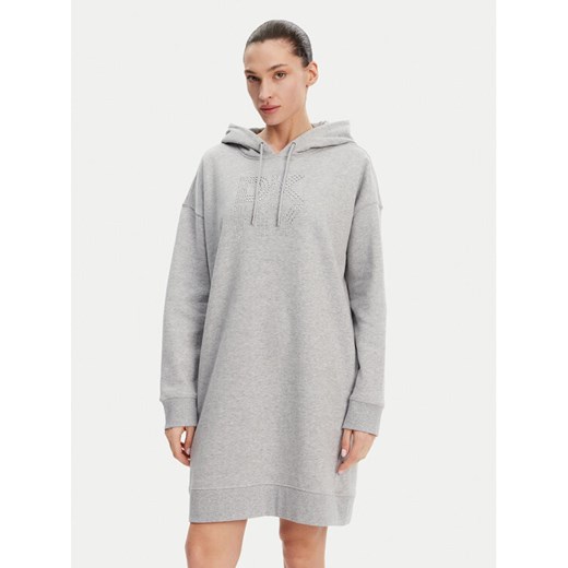 DKNY Sukienka dzianinowa DP5D4884 Szary Relaxed Fit ze sklepu MODIVO w kategorii Sukienki - zdjęcie 182654276