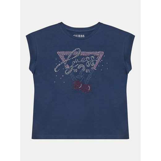 Guess T-Shirt J5GI01 K6YW4 Granatowy Boxy Fit ze sklepu MODIVO w kategorii Bluzki dziewczęce - zdjęcie 182654489