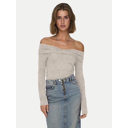 ONLY Bluzka Fayola 15339435 Beżowy Slim Fit ze sklepu MODIVO w kategorii Bluzki damskie - zdjęcie 182654596