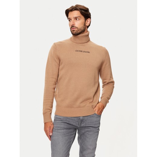 Guess Golf M4BR35 Z3HN2 Beżowy Regular Fit ze sklepu MODIVO w kategorii Swetry męskie - zdjęcie 182654629