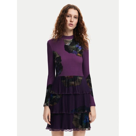 Desigual Sukienka codzienna Pansee Lacroix 24WWVK34 Fioletowy Regular Fit ze sklepu MODIVO w kategorii Sukienki - zdjęcie 182654696