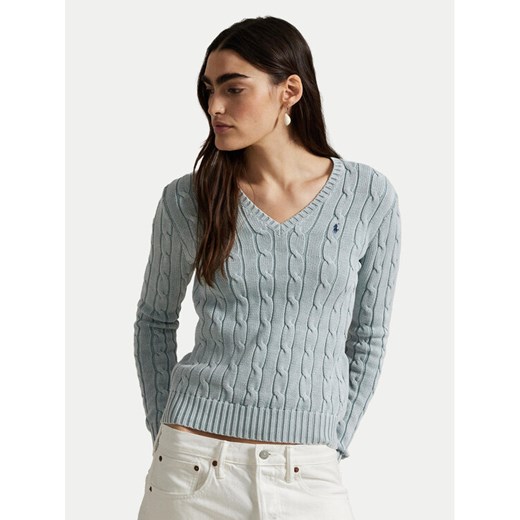 Polo Ralph Lauren Sweter 211935305006 Błękitny Slim Fit ze sklepu MODIVO w kategorii Swetry damskie - zdjęcie 182654738