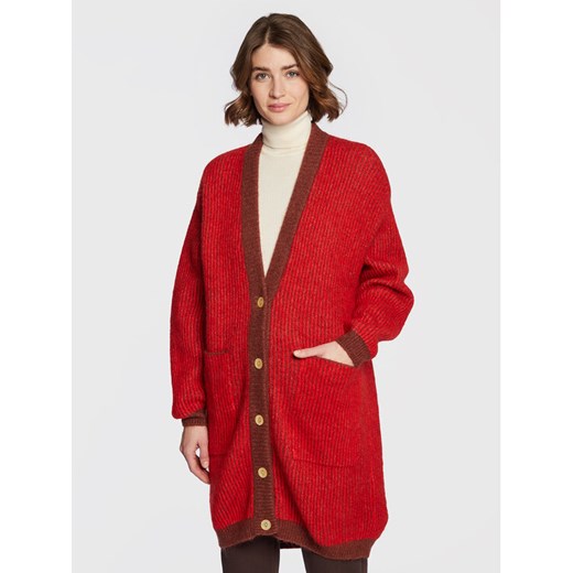 American Vintage Kardigan Vitow VITO19BH22 Czerwony Relaxed Fit ze sklepu MODIVO w kategorii Swetry damskie - zdjęcie 182654769