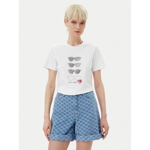KARL LAGERFELD T-Shirt A2W17103 Biały Regular Fit ze sklepu MODIVO w kategorii Bluzki damskie - zdjęcie 182655217